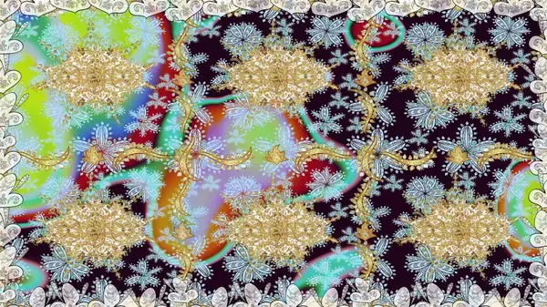 Tarafsız renklerde, altın elementlerle klasik, pürüzsüz desen. Noel 2019, kar tanesi, yeni yıl.