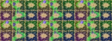 Altın şablonu çiz. Çiçek desenli altın metal. Altın elementli yeşil renkler. Raster altın çiçek süsü brokar kumaş ve cam desenli..