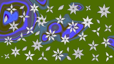 Yeşil renklerde. Raster illüstrasyonu. Yeşil renkte yeşil papatya deseni.