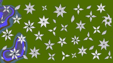 Düz Çiçek Elementleri Tasarımı. Sketch Colour Spring Theme eskiz kalıbı. Yeşil renkli çiçekler. Sevimli çiçek raster deseni.