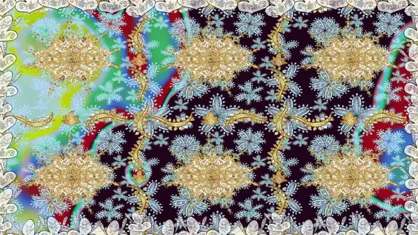 Altın elementlerle nötr renklerde altın desen. Kusursuz klasik altın desen. Raster geleneksel oryantasyon süsü.