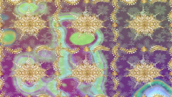 Raster klasik barok çiçek deseni altın rengi. Tarafsız renklerdeki altın desenler ve altın elementler. Süslü dekorasyon. Lüks, kraliyet ve Viktorya dönemi konsepti.