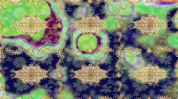 Doğu tarzı element. Tasarım şablonu için çizgi çizimi sınırı. Tarafsız renklerde altın element. Altın desenli çiçek dekoru. Davetiyeler, kartlar, web sayfası için Raster illüstrasyonu.