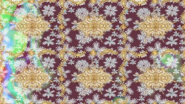 Duvar kâğıdı barok, İspanyol kumaşı. Kahverengi renkler üzerine grafiksel modern çizim deseni. Skeç raster arka planı. Çiçek deseni çizimi.