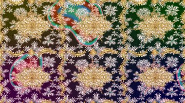 Bej renkli ve altın elementli geleneksel altın sarısı desen. Barok tarzında eskiz doğulu süsü..