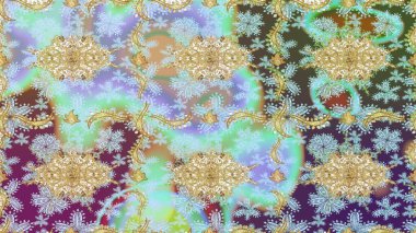 Tarafsız renklerde ve altın elementlerle geleneksel klasik altın raster deseni. Barok tarzında eskiz doğulu süsü..