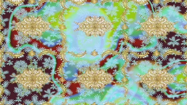 Raster oryantal süs. Altın elementlerle nötr renklerde altın desen. Altın deseni çiz.