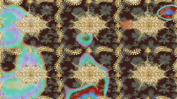 Geleneksel oryantasyon süsü. Klasik klasik klasik arka plan. Klasik Raster altın desenini çiz. Kahverengi renklerde altın elementlerle çizim deseni.