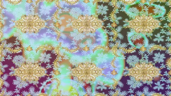 Tarafsız renklerde ve altın elementlerle geleneksel klasik altın raster deseni. Barok tarzında eskiz doğulu süsü..