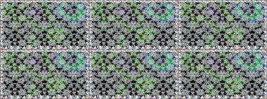 Çiçeksiz desenli, suluboya elle çizilmiş elementler. Parlak renkli fantezi çiçekleri, yapraklar, gri renkli tomurcuklar.