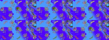 Raster resim. Snowflakes desen. Renk arka plan üzerinde izole soyut kar taneleri ile düz tasarım. Raster kar taneleri arka plan. Kar tanesi renkli desen.