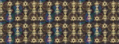 Kar tanelerinin soyut arkaplanlı Noel şablonu. Raster illüstrasyonu. Kahverengi, gri ve yeşil renkler. Noel ve Yeni Yıl moda baskıları için tatil tasarımı.