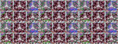 Kumaş, tekstil, duvar kağıdı baskısı için. Kusursuz bir geçmişi var. Raster illüstrasyonu. Eski usul. Renkli desenli, kahverengi çiçekli ve dekoratif elementli kusursuz desen..