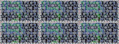 Raster Floral Illustration, Asyalı tekstil. Renkli etnik çiçeklerle kusursuz bir desen..