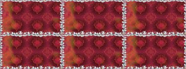 Düz Çiçek Elementleri Tasarımı. Kırmızı renkte çiçekler. Renkli Yaz Temalı Kusursuz Arkaplan. Çiçekli pürüzsüz retro desen.