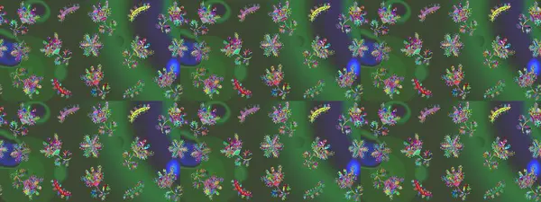 Renkli arka planda izole kar taneleri. Raster illüstrasyonu. Kar taneleri radyal yeşil, menekşe ve mavi renkler.