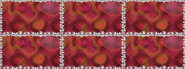 Ağaç dallı bahar çiçekleri, çiçek siluetiyle kırmızı renkte desen. Raster deseni.