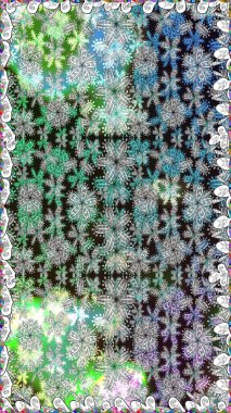 Retro tekstil tasarım koleksiyonu. Gri üzerine gri. El çizimi çiçek unsurları olan soyut, dikişsiz raster deseni. Çiçekli ipek eşarp. 1950 'ler-1960' lar motifleri.