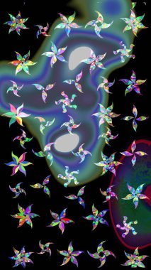 Raster çiçek izi. Çiçekli siyah eskiz deseni. Klasik taslak çizimi.