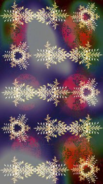 Kar tanesi renkli desen. Renk arka plan üzerinde izole soyut kar taneleri ile düz tasarım. Raster resim. Snowflakes desen. Raster kar taneleri arka plan.
