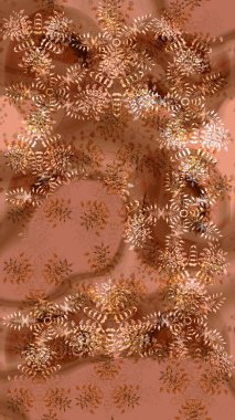 Kar taneleri arka planda. Kış kartı Mutlu Noeller, Yeni Yıl ve Mutlu Tatil Raster çizimleri. Kahverengi, bej ve pembe kar taneli Noel kartı Kahverengi, bej ve pembe renkler.