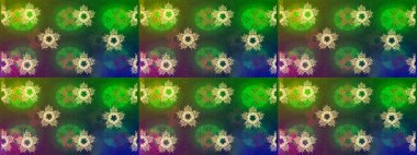 Raster Noel soyut renkli arka plan ve tatlı kar tanesi. Farklı kar taneleri toplayıcısı, yeşil, mavi ve kahverengi renklerde kış elementleri..