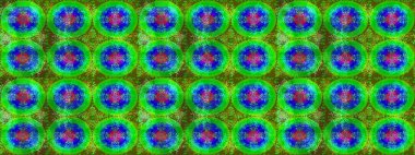 Renkli arka planda izole kar taneleri. Raster illüstrasyonu. Kar taneleri radyal yeşil, mavi ve mor renkler.