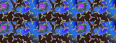 Güzel soyut kar taneleri raster tasarımı. Yeni yıl kar tanesi. Düz kar karalama ikonları, kar taneleri silueti mavi, kahverengi ve menekşe rengi Noel afişi, kartlar.