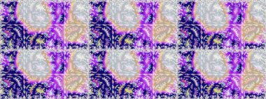 Tarafsız ve mor renkli çiçekler. Tarafsız ve menekşe renginde çiçeksiz. Raster illüstrasyonu. Çiçek deseni. Şatafatlı bahar bahçesi dokusu.