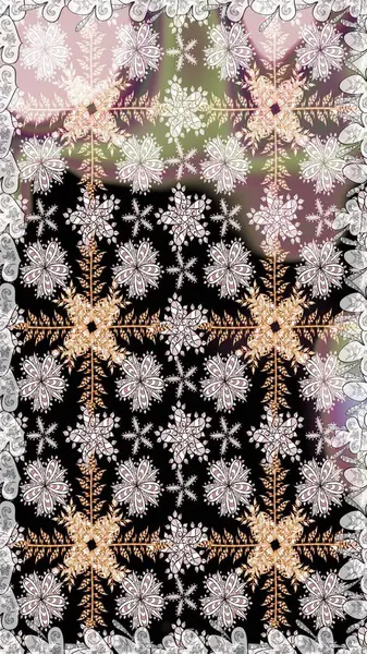 Düz Çiçek Elementleri Tasarımı. Renkli Bahar Temalı Kusursuz Arkaplan. Çiçeksel fantezi tasarımı. Parlak bir arka planda..