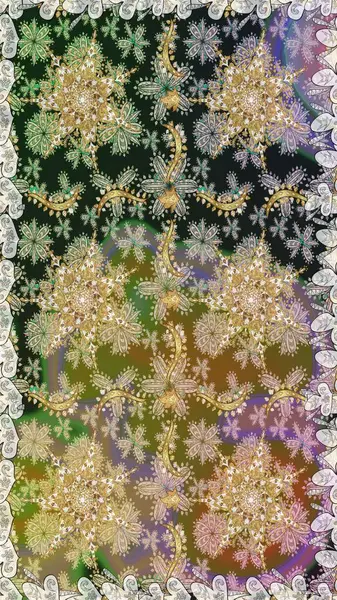 Gri renklerde, altın elementlerle kusursuz desen. Geleneksel oryantasyon süsü. Klasik klasik klasik arka plan. Kusursuz klasik raster altın desenli.