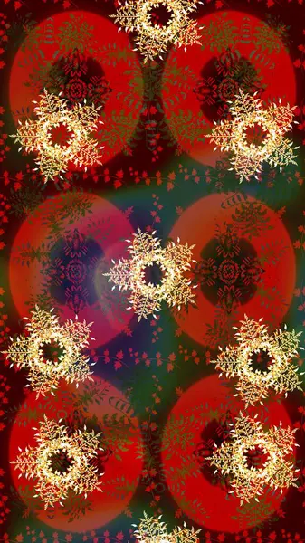 Renkli arka planda izole tatlı kar taneleri. Kahverengi, kırmızı ve yeşil renkli kar taneleri. Raster illüstrasyonu.