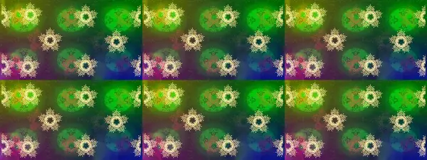 Raster Noel soyut renkli arka plan ve tatlı kar tanesi. Farklı kar taneleri toplayıcısı, yeşil, mavi ve kahverengi renklerde kış elementleri..