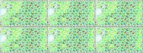 Tarafsız ve yeşil renklerle ilgili kusursuz çiçek desenli arka plan. Resimlerde tropik kelebekler görülür. Duvar kağıtları, web sayfası geçmişi, yüzey dokuları, tekstil için mükemmel. Raster..