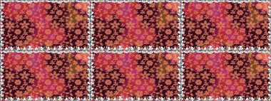 Raster illüstrasyonu. Güzel kumaş deseni. Asya tekstil tarzında. Kusursuz çiçek deseni. Düz Çiçek Elementleri Tasarımı. Renkli Bahar Teması Kusursuz Arkaplan.