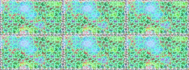 Kumaş, tekstil, baskı ve davetiye. Raster illüstrasyonu. Kusursuz. Mavi ve yeşil soyut arka planda gece kelebekleri.