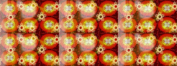 Kahverengi, turuncu ve kırmızı renkte güzel çiçekleri olan kusursuz desenli suluboya desenli, duvar kağıdı, kart veya kumaş için fayanslı. Raster..