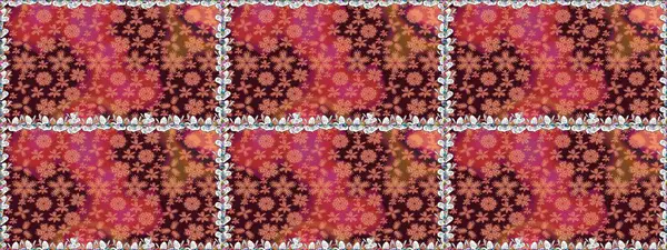 Raster illüstrasyonu. Güzel kumaş deseni. Asya tekstil tarzında. Kusursuz çiçek deseni. Düz Çiçek Elementleri Tasarımı. Renkli Bahar Teması Kusursuz Arkaplan.