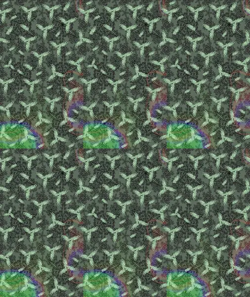 Retro tekstil tasarım koleksiyonu. 1950-1960 motifleri. Gri üzerine gri. El çizimi çiçek unsurları olan soyut çizim raster deseni. Çiçekli ipek eşarp..