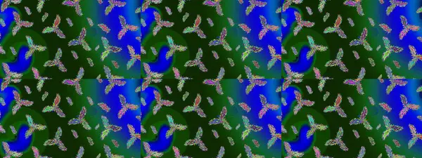 Kışın sembolü. Yeşil, mavi ve gri renkli suluboya kar taneleri. Güzel dekorasyon. Raster çizimi kar taneleri.