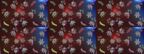 Raster illüstrasyonunda kusursuz çiçek deseni. Kahverengi, mor ve mavi renklerde. Güzel kumaş deseni. Raster illüstrasyonu.