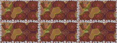 Çiçek ve yapraklı çiçek deseni. Raster illüstrasyonu. Küçük çiçekli şirin desen.