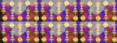 Raster illüstrasyonu. Noel ve yeni yıl moda baskıları için tatil tasarımı. Kahverengi, bej ve mor kar taneleri. Kar tanelerinin soyut arkaplanlı Noel deseni.