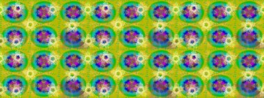 Sarı, yeşil ve mavi renkler ve kar taneleri. Renkli arka planda izole tatlı kar taneleri. Raster illüstrasyonu.