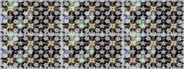 Gri renkli etnik çiçeklerle kusursuz bir desen. Raster Çiçek İllüstrasyon Şirin Tekstil.