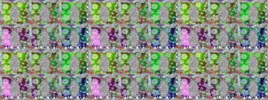 Raster illüstrasyonunda kusursuz çiçek deseni. Yeşil renkte çiçekler.