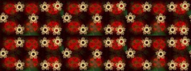 Basit bir kar tanesi. Kahverengi, kırmızı ve siyah renkler üzerine illüstrasyon. Soyut duvar kâğıdı, ambalaj dekorasyonu. Kışın sembolü, mutlu noeller, mutlu yeni yıl kutlaması Raster illüstrasyonu..