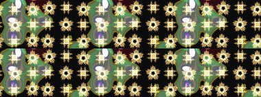 Raster illüstrasyonu. Çiçek desenli eskiz, darbeler, sıçramalar, yaz çiçekleri. Siyah renkte çiçekler.