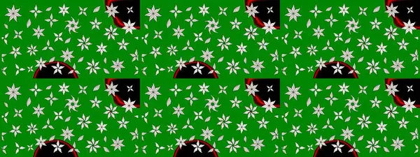 Düz Çiçek Elementleri Tasarımı. Raster illüstrasyonundaki çiçek desenli çizim. Yeşil renkli çiçekler. Renkli Bahar Teması çizim şablonu.