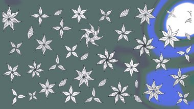 Çiçekli zambakların eskiz geçmişi. Çiçek açan parlak kolaj çiçekleri nötr. Çiçek tasarımı için inanılmaz kolaj cennet tarzı..